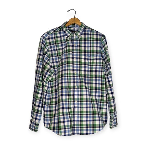 Banana Republic Factory Green/Blue Plaid Long Sleeve Button Down Shirt Size XL - Picture 1 of 13